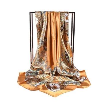 Imagem de Lenço De Seda Grande Com Estampa Vintage Versátil Para Primavera, Lenç