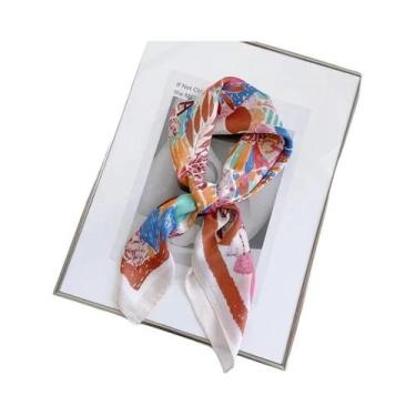 Imagem de Lenço De Seda Com Estampa Paisley Para Mulheres, Design Luxuoso, Peque