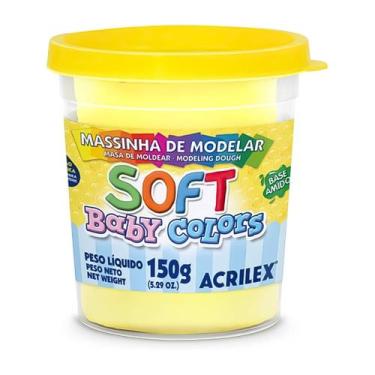 Imagem de Massinha De Modelar Soft Acrilex Macia 150g Selecione a Cor, Amarelo b