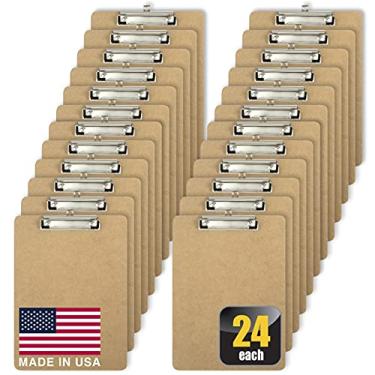 Imagem de Officemate Pranchetas de madeira tamanho carta, clipe de perfil baixo, embalagem com 24, marrom (83824)