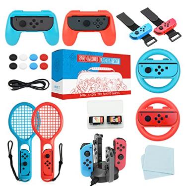Imagem de Kit Acessórios Nintendo Switch 20 em 1 - Carregador Volante Raquete Pulseira Grips Cabo