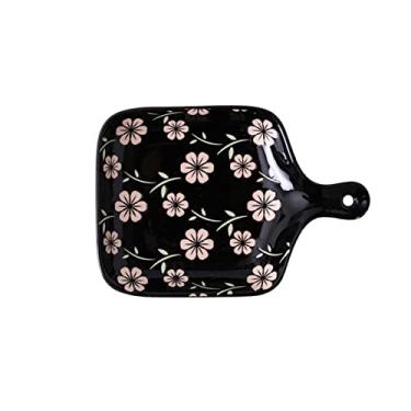 Imagem de Prato de jantar de cerâmica GUIPAIHAI para sala massas bolo de sobremesa pratos de café da manhã assados domésticos com alça única (cor : D)