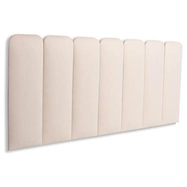 Imagem de Cabeceira Cama Box Casal Arredondada 140 x 60 Cm 7 Placas Blu Interiores (SUEDE Creme)
