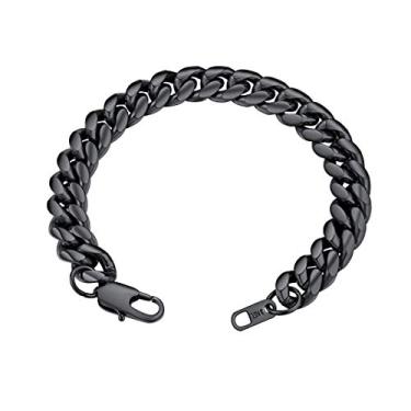 Imagem de GOLDCHIC JEWELRY Pulseira de corrente para homens e mulheres pulseiras de aço inoxidável Miami Curb, 6 mm, 10 mm, 14 mm, pulseiras de elos cubanos grossos, joias hip hop para rapper, 19cm(7.5 inches