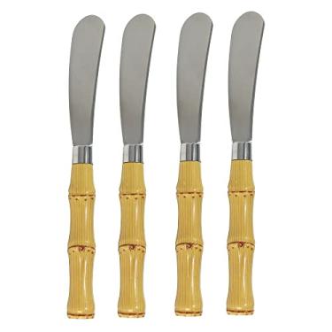 Imagem de Jogo de 4 espatulas em aco inox com cabo plástico estilo bambu e caixa