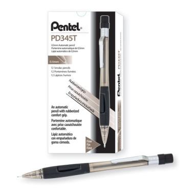 Imagem de Pentel Lapiseira Quicker Clicker, tamanho de grafite de 0,5 mm, corpo preto transparente, caixa com 12 (PD345T-A)