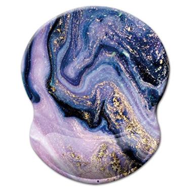 Imagem de Mouse Pad com suporte de pulso, descanso de pulso antiderrapante para mousepad para escritório, computador, laptop e Mac, durável e confortável e leve suporte ergonômico tapete para mouse, Purple Marble-wrist, small