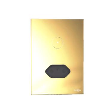 Imagem de Interruptor De Luz 1 Botão Com Tomada 10 ou 20A Dourado Lumenx