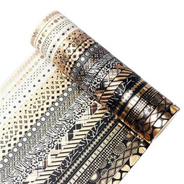 Imagem de Kiboule 20 Rolls Slim Foil Gold Washi Tape Set Fitas decorativas de máscara Washi Fita adesiva de 7 mm de largura Etiqueta adesiva para DIY Artes e ofícios Scrapbooking Diários Planejadores Cartão Presente