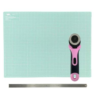 Imagem de Base Placa Tapete de Corte A1 90x60 Régua Metal 60cm Cortador 45mm Patchwork Artesanato Scrapbook (Tapete de Corte Azul Tiffany)