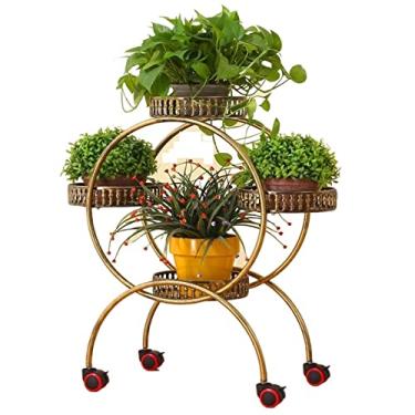 Imagem de Suporte de Planta Suporte de plantas, prateleira de plantas ao ar livre, titular de pedestal em vaso de flores em vaso em vaso para jardim pátio varanda Prateleiras de flores (Color : Gold)