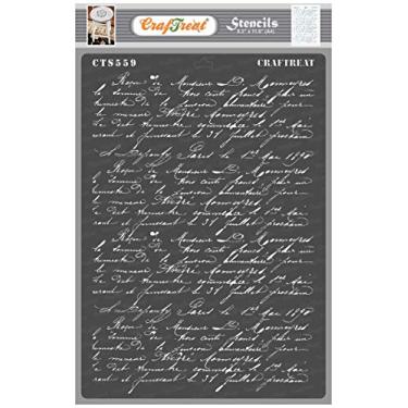 Imagem de CrafTreat Estênceis reutilizáveis de escrita francesa para pintura em móveis, madeira, tela, papel, tecido, parede e azulejo - escrita francesa - A4 (8,3 x 11,7 polegadas) DIY arte e artesanato