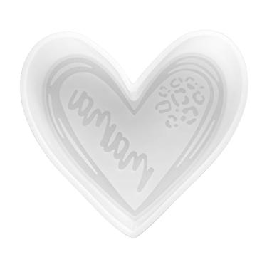 Imagem de Mama Heart with Leopard Print | Tamanho 11,4 cm de largura x 10,8 cm de comprimento x 2,5 cm de profundidade | Mom Life | Mama Bear | Design de coração para frescor, sabonete, resina, velas