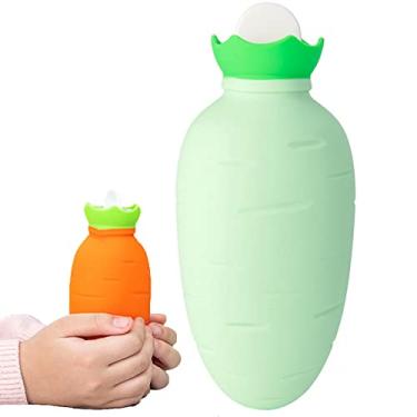 Imagem de Garrafa de água quente 330ml borracha mãos em saco de água quente almofada de aquecimento para compressa quente/fria aquecedor de pés de mão, dismenorreia do ombro do pescoço alívio da dor, verde, 17x8cm