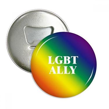 Imagem de Emblema multifuncional com ímã de geladeira e ímã de geladeira LGBT Ally Rainbow Homo