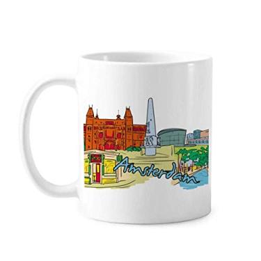 Imagem de Holanda Armsterdam Caneca Aquarela Cerâmica Café Porcelana Utensílios de Mesa