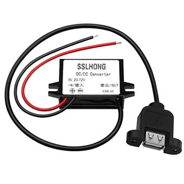 Imagem de SSLHONG Conversor de saída USB DC 20-72V para 5V Módulo Step-Down Transformador à prova d'água (USB A com orelha)