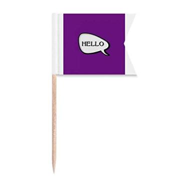 Imagem de Daily Language Chat Happy Greetings Hello Toothpick Flags Marcação de rotulagem para bolo de festa comida prato de queijo