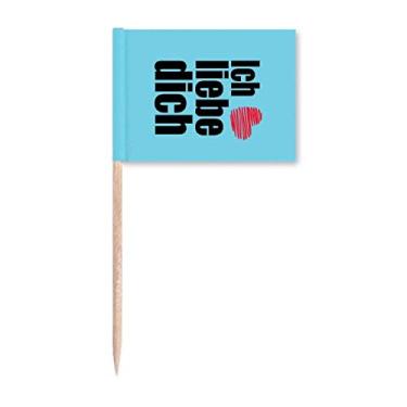 Imagem de Marcador de palito de dente com texto "I Love You" em dialeto alemão para decoração de festa