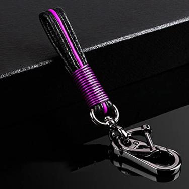 Imagem de YJADHU Capa de chave de carro ABS de fibra de carbono brilhante, apto para Honda Civic CR-V HR-V Contrato Jade Crider Odyssey Pilot Ridgeline, chaveiro roxo