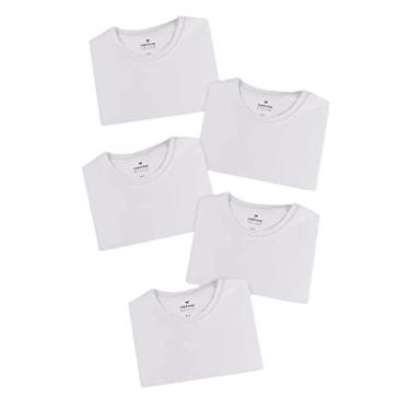 Imagem de Kit Com 5 Camisetas Masculinas Básicas Branco G