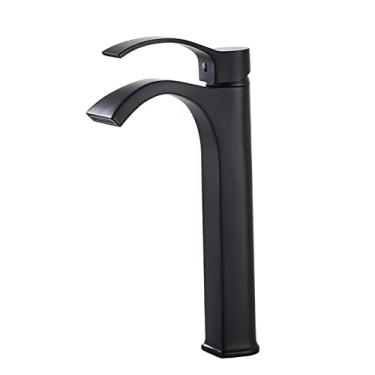 Imagem de LIDON Torneira para pia de banheiro torneira de latão antigo banheiro um furo torneiras de latão furo único torneira de banheiro torneira de água quente e fria torneira de lavatório preto, preto B (cor: preto B)