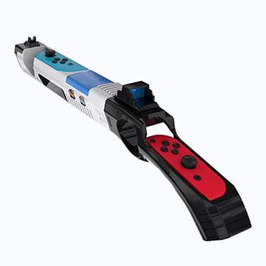 Imagem de Arma somatossensorial de alça pequena para N-switch, acessórios para jogos de metralhadora de jogo, acessórios para gamepad N-switch (Preto branco)