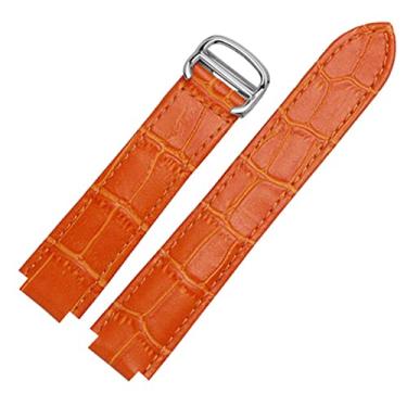 Imagem de CYSUE para pulseiras Cartier cor de qualidade pulseiras de couro genuíno fivela de implantação pulseira de couro feminina (cor: laranja, tamanho: 22x14mm fecho rosado)