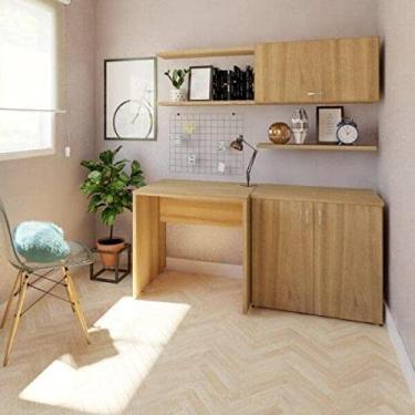 Imagem de Mesa de Escritório Corp 25mm 100 cm Bramov Móveis Carvalho Mel