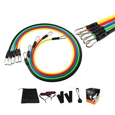 Imagem de Conjunto de faixas de resistência, Os tubos portáteis da ioga do exercício do treinamento do látex puxam a corda, Bandas de resistência com 5 tubos de fitness, Exercício Alongamento Fitness Home Set