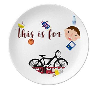 Imagem de Prato de porcelana Bus Bicycle Operation Dinner Round Dish Boy Man