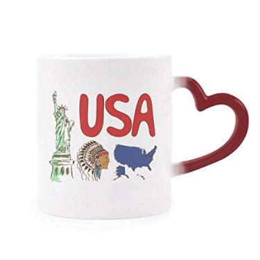 Imagem de Caneca sensível ao calor com símbolo nacional dos Estados Unidos que muda de cor vermelha