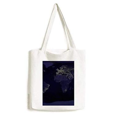 Imagem de Bolsa de lona com mapa aéreo mistério do planeta Terra, bolsa de compras casual