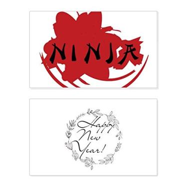 Imagem de Palavras ninjas japonesas, esboços Sakura, ano novo, cartão de felicitações, mensagem de abençoar presente