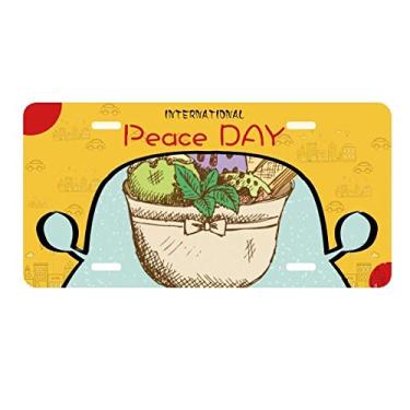 Imagem de DIYthinker Copo de biscoito de folhas com bola de sorvete, placa de identificação para decoração de carro, dia da paz