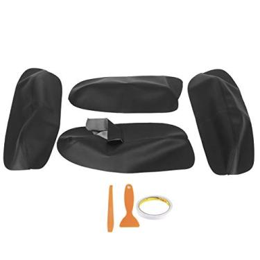 Imagem de Capa de couro para apoio de braço de porta, adesivo interior capa de apoio de braço painéis de porta capa de apoio de braço, porta para painéis de porta de carro capa de apoio de braço guarnições interiores de carro porta de carro (linha preta)