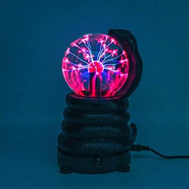 Imagem de Bola de plasma Cobra de 12,7 cm, globo de plasma, decoração de clube chique e presentes de educação científica, placa de iluminação com sensor de disco de plasma com música, voz e resposta ao toque