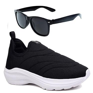 Imagem de Tenis Infantil Meninos Meninas Calce Facil Leve Tipo Meia + Oculos Cor:Branco;Tamanho:31