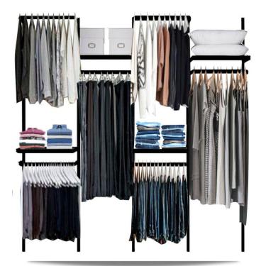 Imagem de Closet arara aramado trilho parede super resistente moderno 2,50 PT