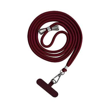 Imagem de Cordão para telefone, sistema de trava de segurança, alça antiperda removível para pescoço, tira para telefone, alça de segurança para ciclismo, clarete