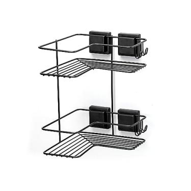 Imagem de Prateleira Cantoneira Arthi | Duplo Espaço | Grades Laterais | Instalação sem Furos | Ventosas de Sucção | Organização Prática | Banheiro Funcional | Solução Versátil