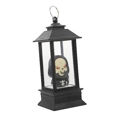 Imagem de ABOOFAN 1Pc Luz De Halloween Lâmpada De Cena De Halloween Vintage Lanterna De Iluminação Externa Halloween Jack O Lanterna Lâmpada De Vento De Halloween Candeeiro De Mesa Ao Ar Livre