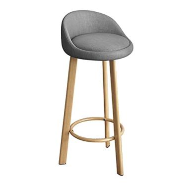 Imagem de Cadeiras de jantar bancos de bar imitação de grão de madeira cadeiras de bar modernas decoração de casa café da manhã cozinha balcão banco de bar com moldura de metal e tapete antiderrapante silencioso para pés Tudo está bem