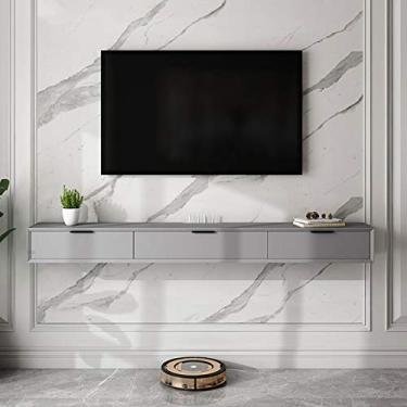 Imagem de Suporte de TV flutuante montado na parede, armário de TV, prateleira flutuante, conjunto de caixa superior, roteador, armário de armazenamento, armário de parede, rack de mercadorias, console de TV Olá