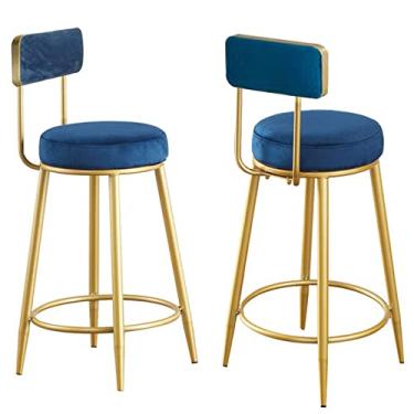 Imagem de Cadeiras de jantar cadeiras de sala de jantar 60 cm moderno conjunto de 2 bancos de altura de balcão com encosto acolchoado tecido de veludo cadeiras de ilha para cozinha, sala de estar, pub, tudo está bem