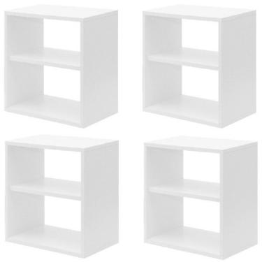 Imagem de Kit Infantil 4 Nichos Cubo com Prateleira Lema Kit Cubos Baby Espresso Móveis Branco