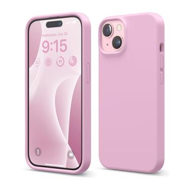 Imagem de elago Capa compatível com iPhone 15, capa de silicone líquido, capa protetora de corpo inteiro, à prova de choque, design fino, forro de microfibra macia antiarranhões, 6,1 polegadas (rosa choque)