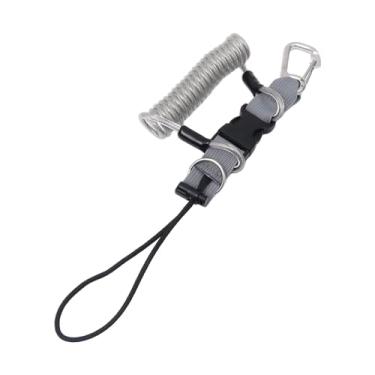 Imagem de Dynwave Cordão de mergulho pulseira corda de segurança com gancho metal câmera cordão freediving corda para câmeras de mergulho à deriva ferramentas, cinza
