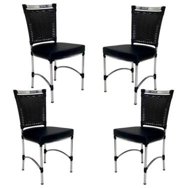 Imagem de 4 Cadeiras em Alumínio e Fibra Sintética JK Cozinha Edícula