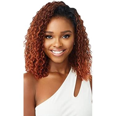 Imagem de Meia peruca sintética de trama rápida estilo molhado e ondulado da Outre – curva profunda 35,5 cm (2 marrom escuro)